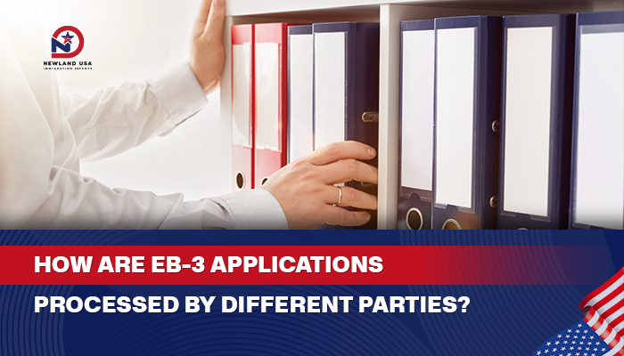 How is an EB-3 application processed by the involved parties?