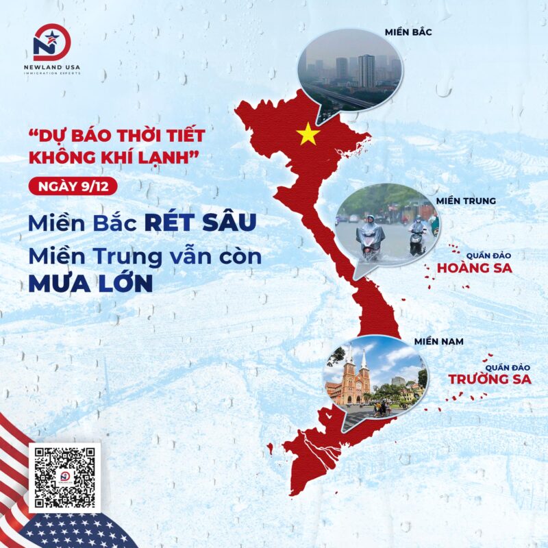 “Dự báo thời tiết không khí lạnh” ngày 9/12: Miền Bắc rét sâu, Miền Trung vẫn còn mưa lớn