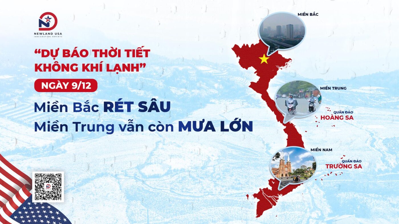 “Dự báo thời tiết không khí lạnh” ngày 9/12: Miền Bắc rét sâu, Miền Trung vẫn còn mưa lớn