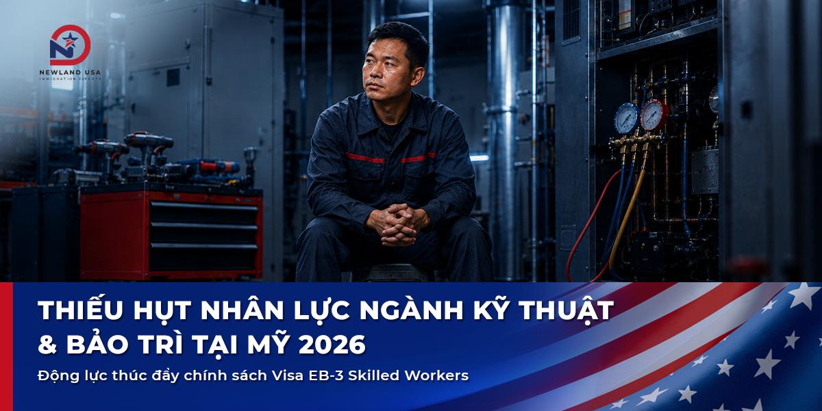 Thiếu hụt nhân lực ngành kỹ thuật & bảo trì tại Mỹ 2026: Động lực thúc đẩy chính sách Visa EB3 Skilled Workers